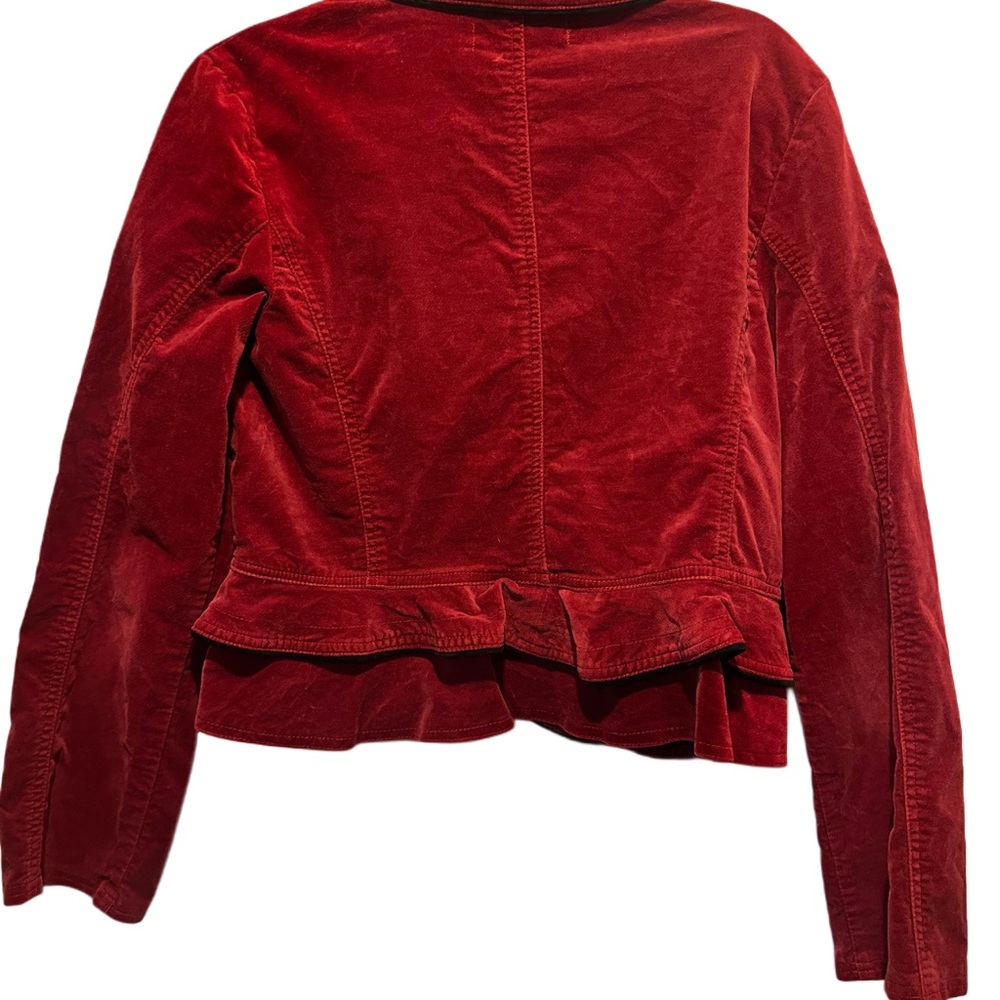 90s peplum velvet blazer size L Merlot - Picture 2 of 7